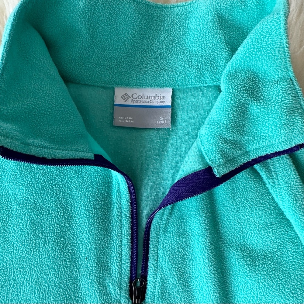 Girls Size 7/8 1/4 Zip Columbia Fleece Pullover & Cat & Jack Blue Jeggings - Picture 4 of 9